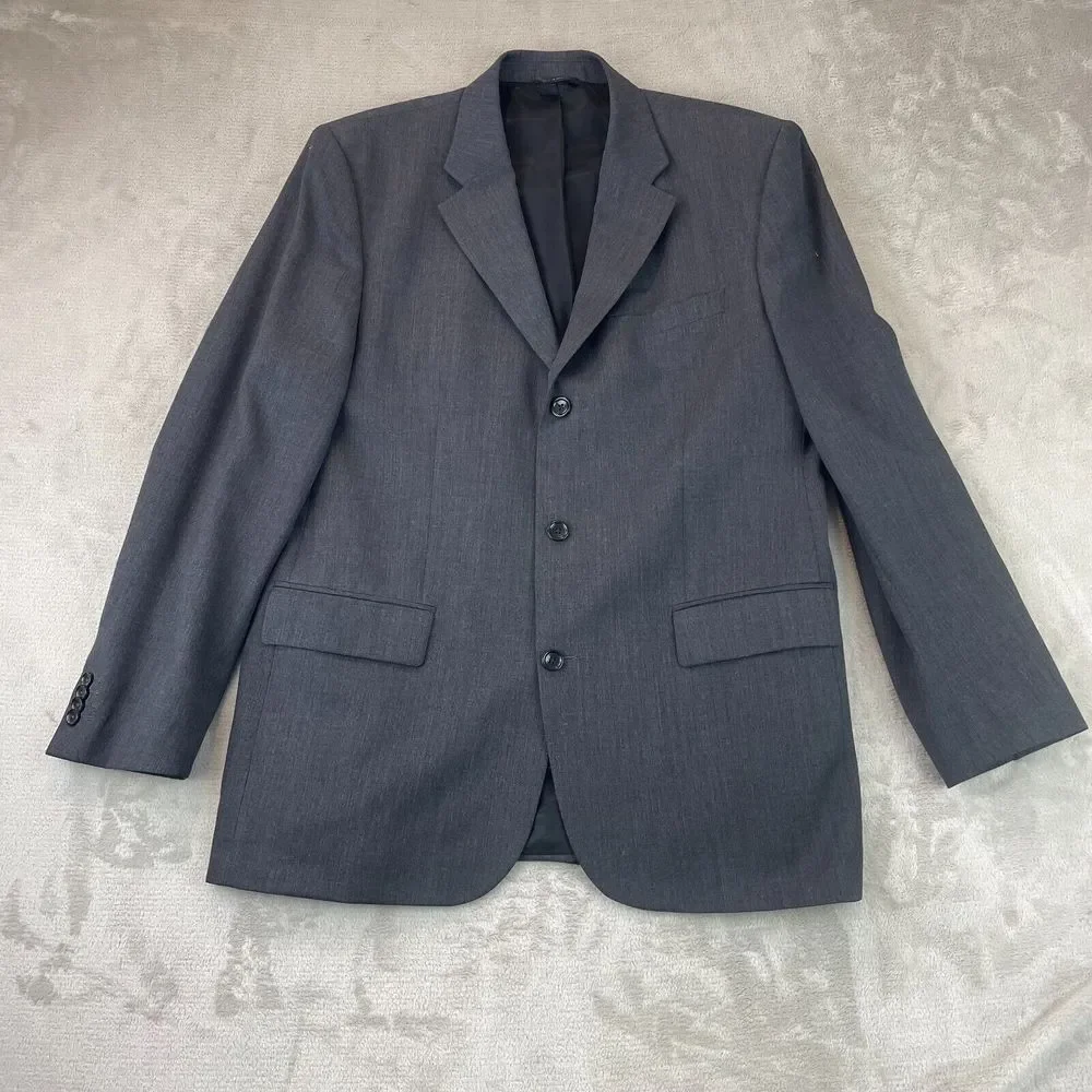 BANANA REPUBLIC Blazer Sport Coat Mens 44R Gray Wool Three Button Jacket Modern